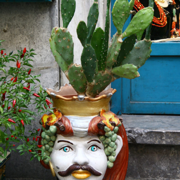 Majolika-Keramik - Blumentopf in Taormina