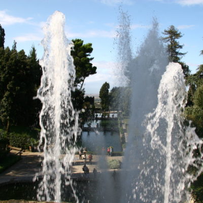 Wasserspiele mit der Wasserorgel des Neptunbrunnen in der Villa D'Este